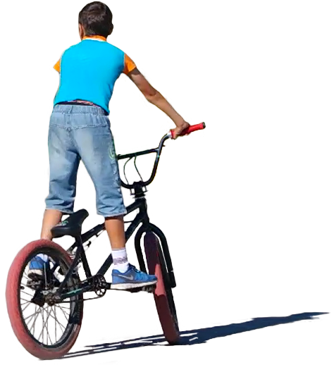 Kid Riding Mountain Bike Trials Riding Mountain, Mountain - Kid Ride Bike Png (516x551), Png Download