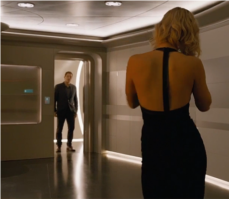 Jennifer Lawrence Movie Passengers Black Form-fitting - Jennifer Lawrence Passengers Black Dress (460x693), Png Download