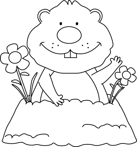 Clip Art Black And White Groundhog (466x500), Png Download