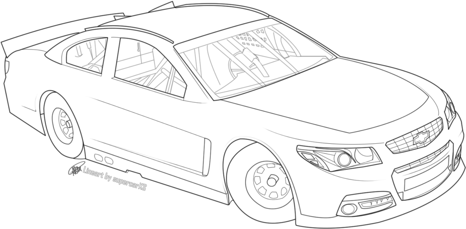 Free Nascar Racecar Lineart By Supercarxs On Deviantart - Chevrolet Camaro (1024x592), Png Download