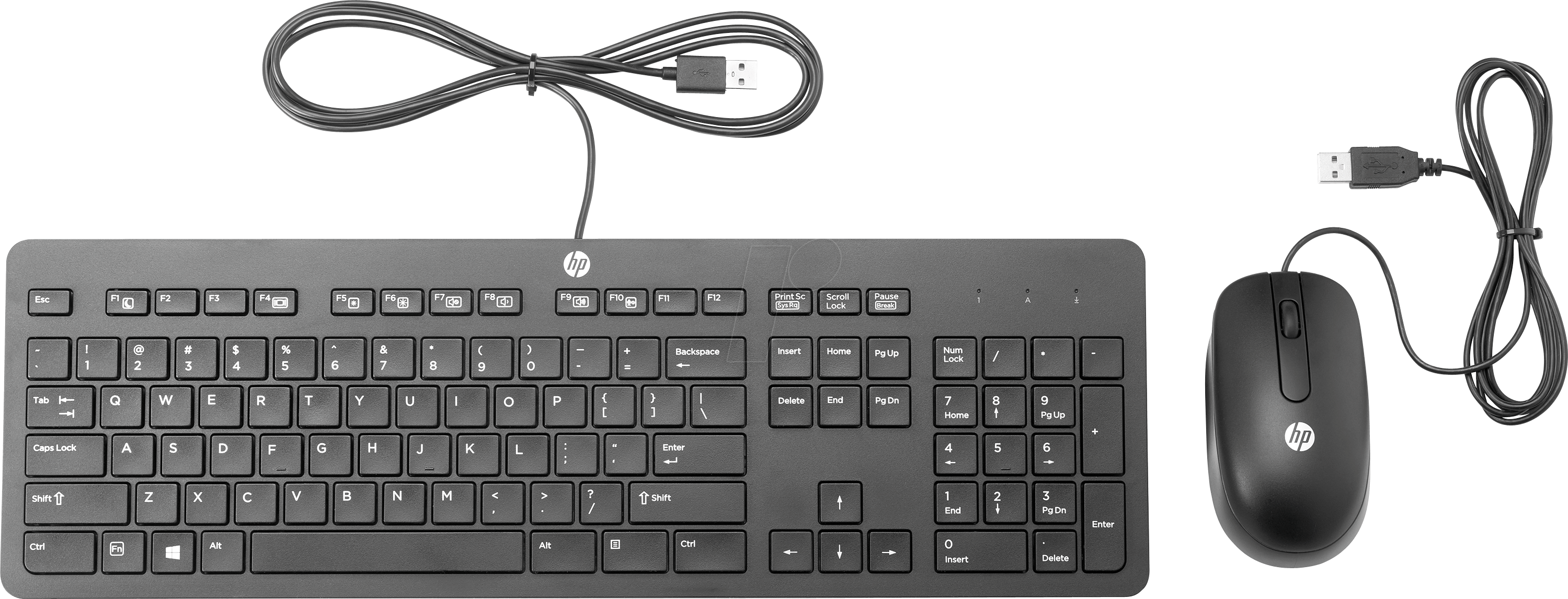 Keyboard/mouse Combination, Usb, German Layout Hewlett - Hp Slim Usb Keyboard And Mouse (2999x1146), Png Download
