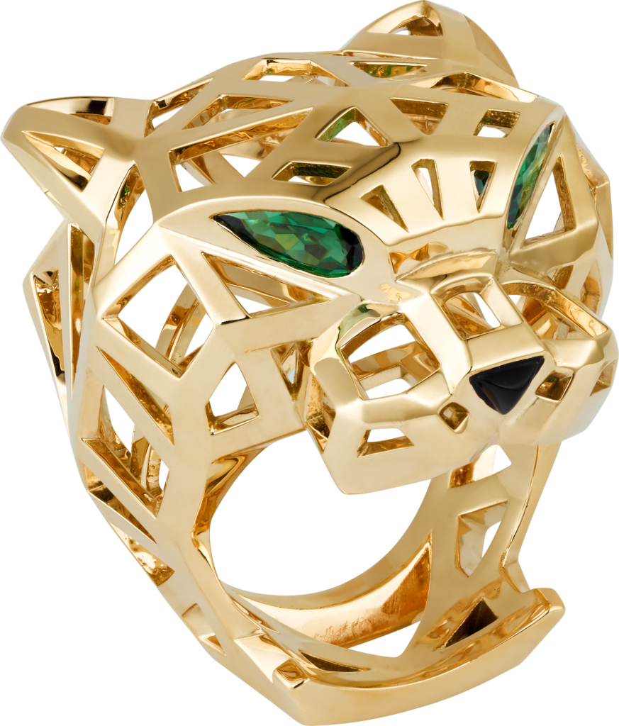 Panthère De Cartier Ringyellow Gold, Tsavorite Garnets, - Cartier Panthere Ring (873x1024), Png Download