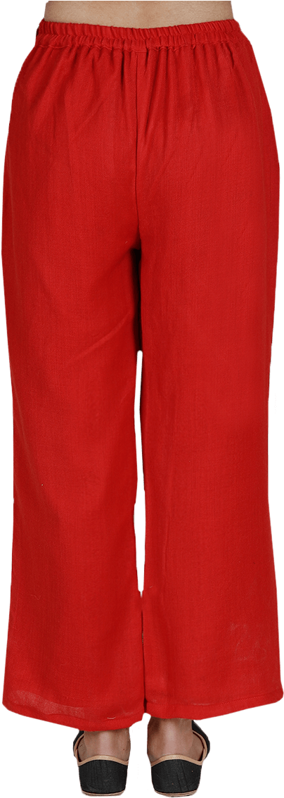 Ruby Red Kullu Patti Pure Wool Palazzo - Pajamas (800x1180), Png Download