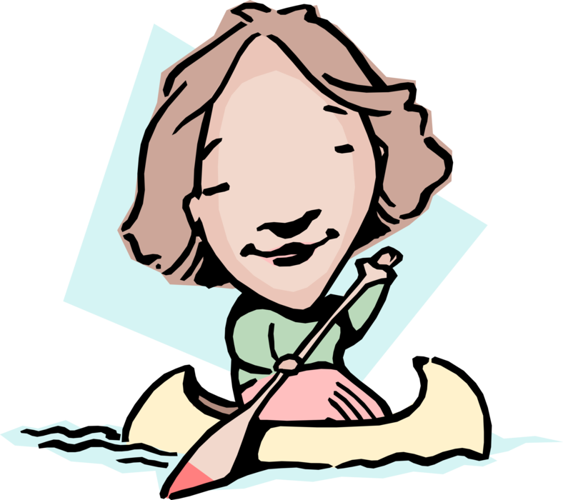 Vector Illustration Of Paddling Upstream Idiom Businesswoman (788x700), Png Download