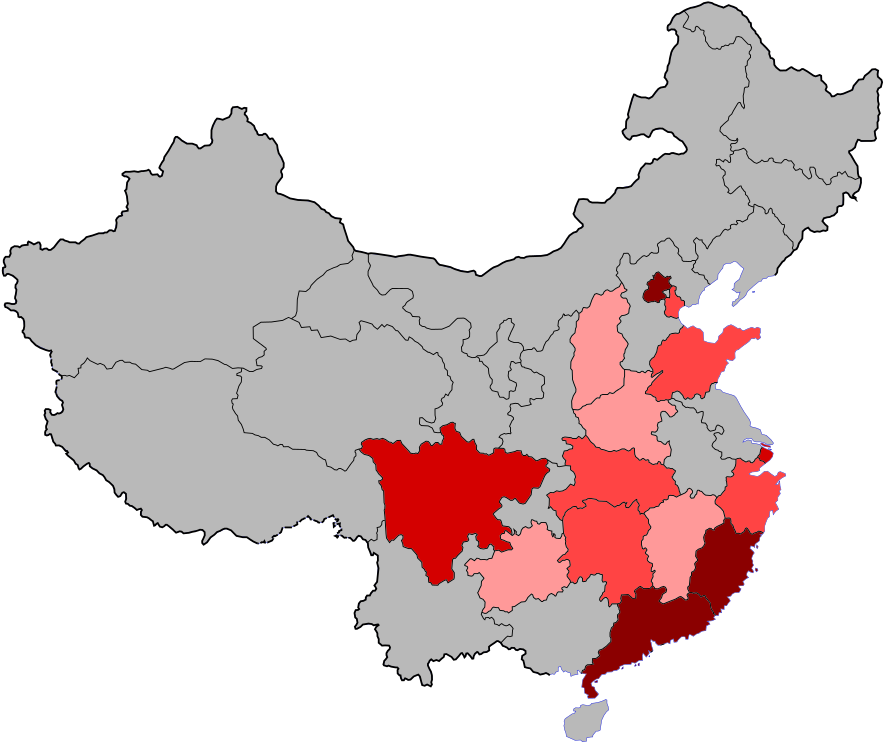 File H1n1 China Map By Confirmed Casesg Wikimedia Mons - China Map (904x768), Png Download
