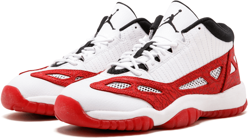 Air Jordan 11 Retro Low Ie Bg Black / Red / White Low - Nike (1000x600), Png Download