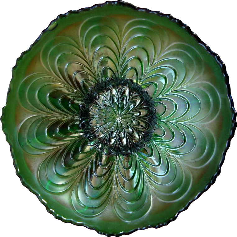 Fenton Carnival Glass Peacock Tail Bowl - Fractal Art (763x763), Png Download