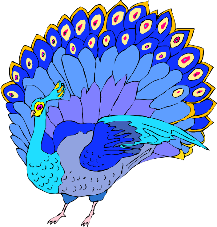 Free Peacock Clipart - Clip Art Blue Peacock (719x750), Png Download