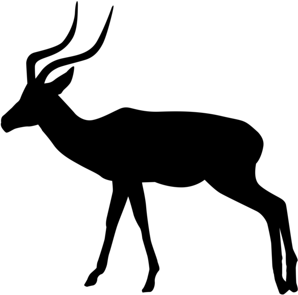 Gazelle Silhouette Png Transparent Clip Art Image Gallery - Impala Animal Png Transparent (600x595), Png Download