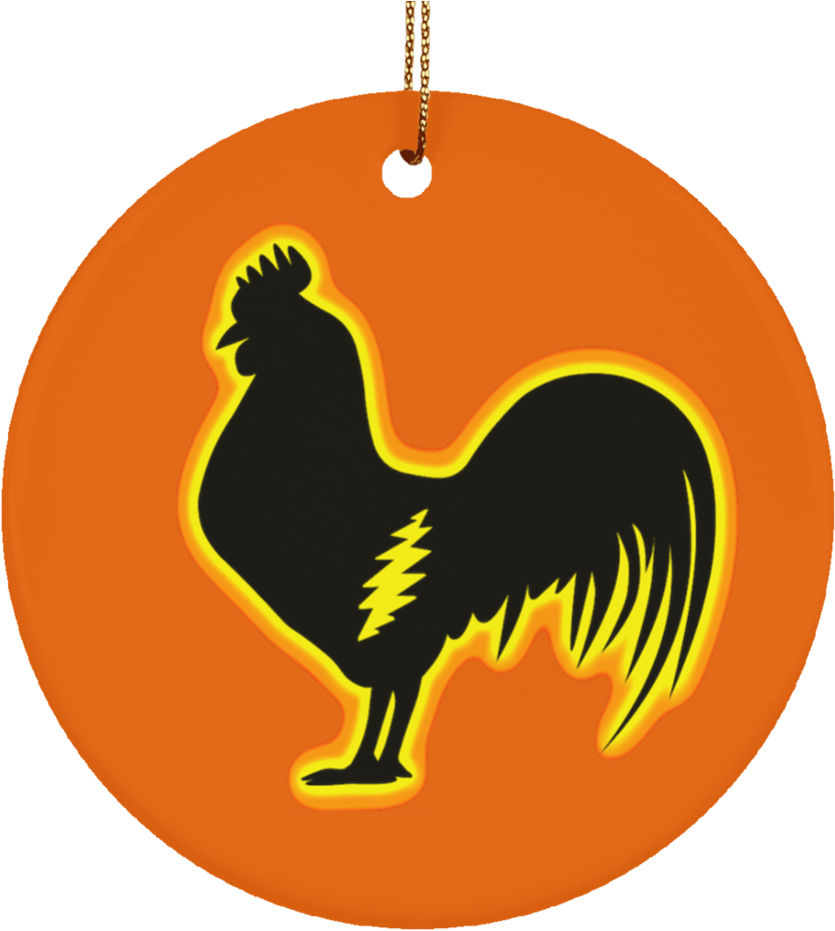 Crazy Rooster Ceramic Circle Ornament - Rooster (1024x1024), Png Download