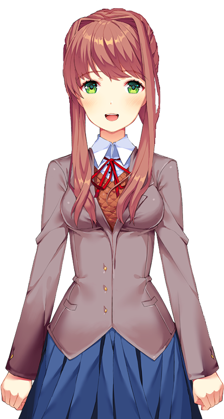 Edited Mediai Made A Monika With Shorter Hair - Monika Ddlc Short Hair (960x960), Png Download
