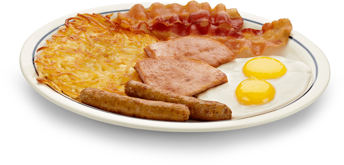 Try A Little Of Everything With The - Eggs Bacon Sausage Toast Hash Brown (1415x663), Png Download