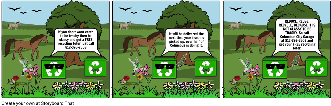 Recycling - Cartoon (1164x385), Png Download