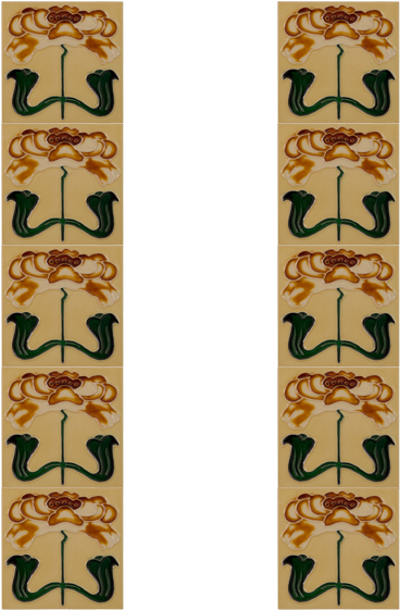 Art Nouveau Tubelined Fireplace Tiles - Motif (591x591), Png Download