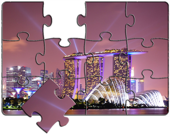 Home / Festive Themes / National Day / Sg Skyline Jigsaw - Singapore (600x600), Png Download