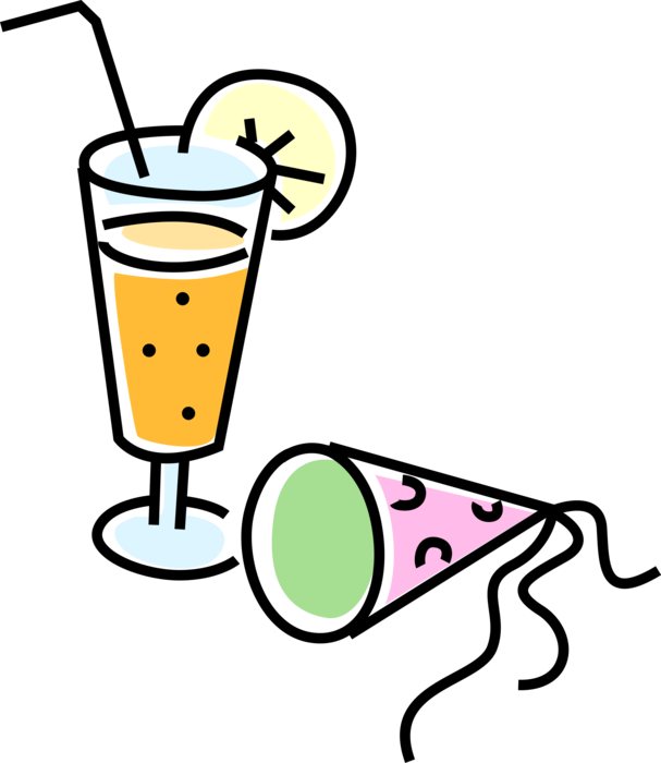Vector Illustration Of Mixed Drink Cocktail Alcohol (607x700), Png Download
