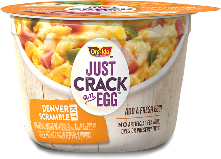 Applewood Smoked Ham, Mild Cheddar Cheese, Diced - Ore Ida Just Crack An Egg (778x546), Png Download