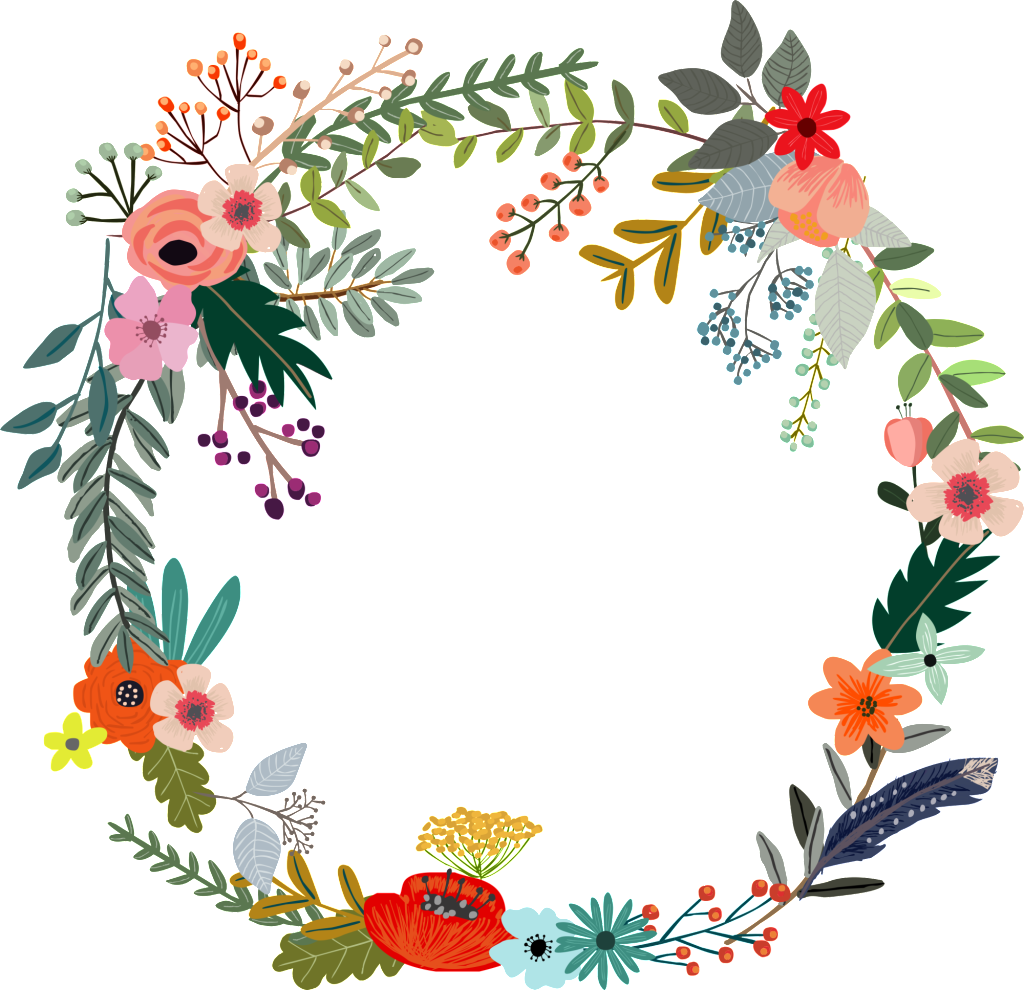 Colorful Flowers Hand Drawn Garland Decorative Elements - Will You Be My Matron Of Honor Printable (1024x990), Png Download
