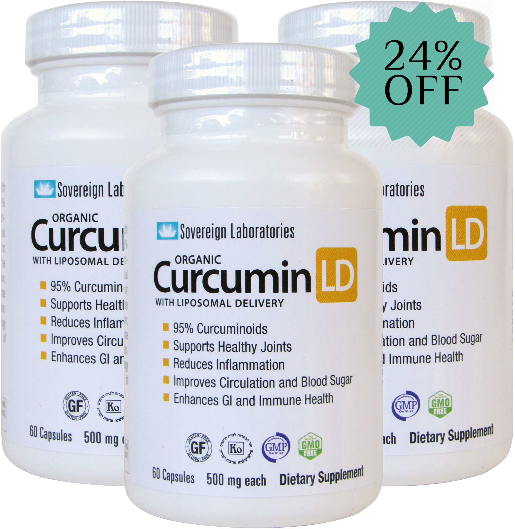Three Bottles Of Curcumin-ld - Food (1872x1872), Png Download