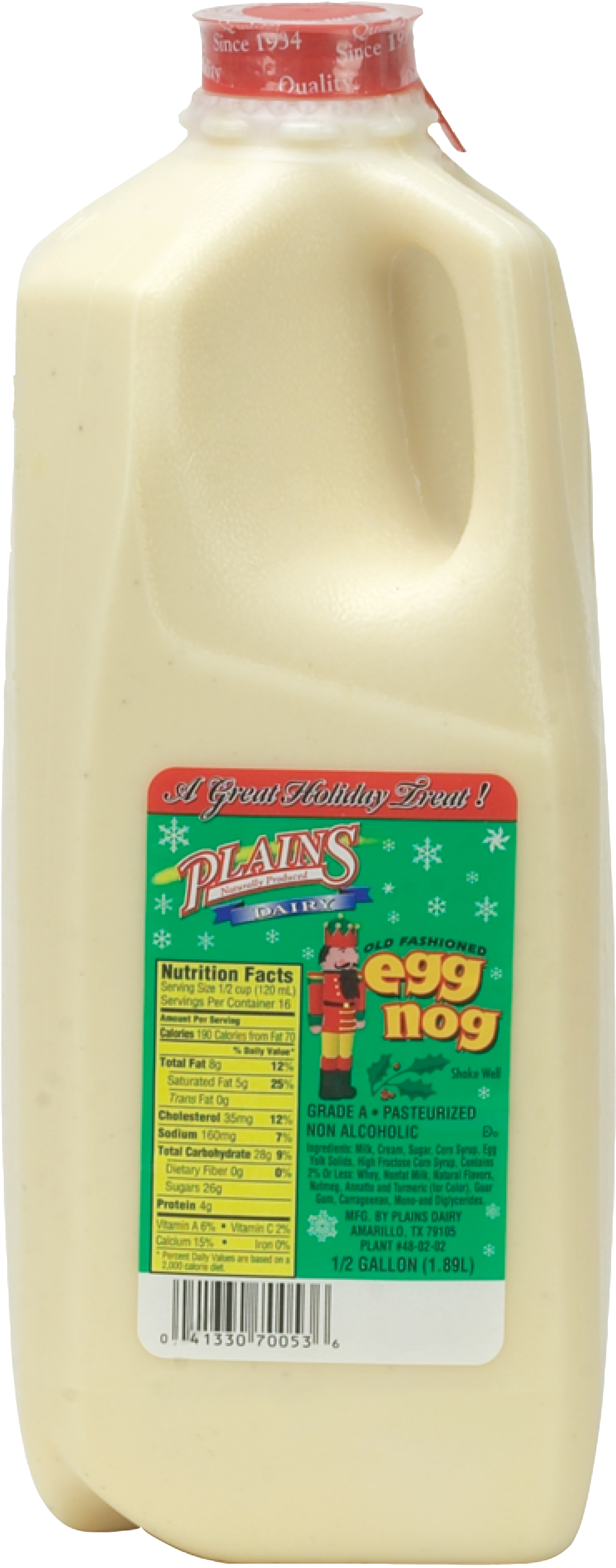Plains Dairy Naturally Produced Egg Nog - Plains Eggnog (2550x3300), Png Download