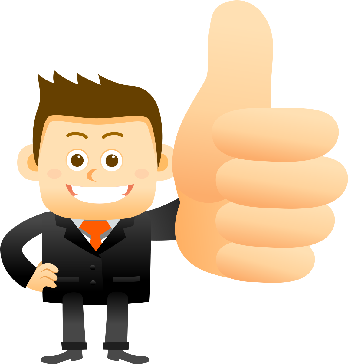 Clipart Happy Thumbs Up - Thumbs Up Cartoon Png (1203x1203), Png Download