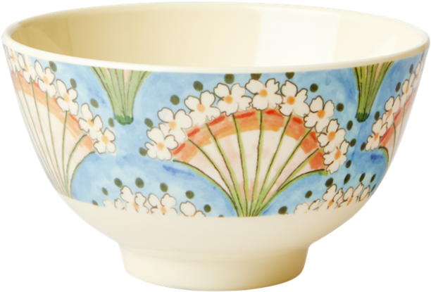 Flower Fan Print Small Melamine Bowl By Rice Dk - Porcelain (1000x1000), Png Download