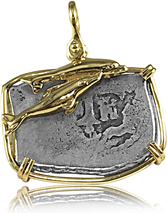 1715 Fleet 4 Reales Mexico 14k Gold Bezel Pendant At - Locket (1024x768), Png Download