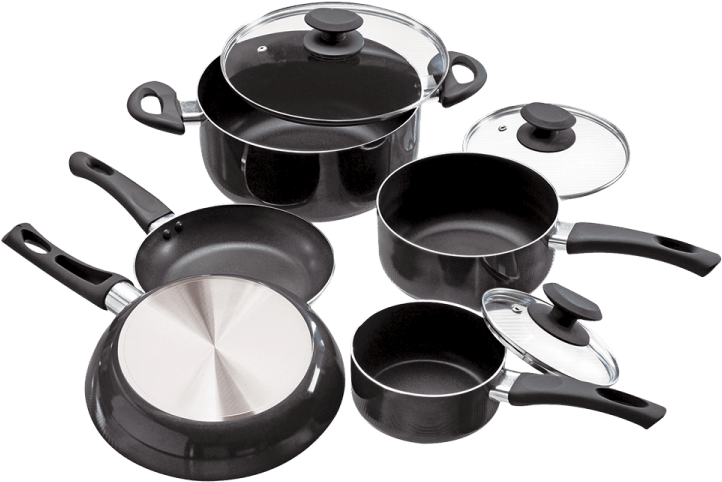 Grey Cookware Set With Pots And Pans - Cookware And Bakeware (750x750), Png Download