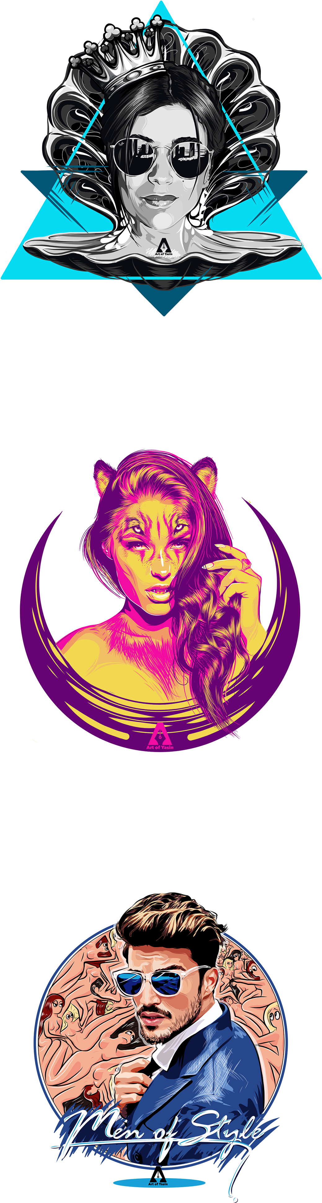 These Are My Vector Portrait Illustrations That I Shared - Illustration (1400x4200), Png Download
