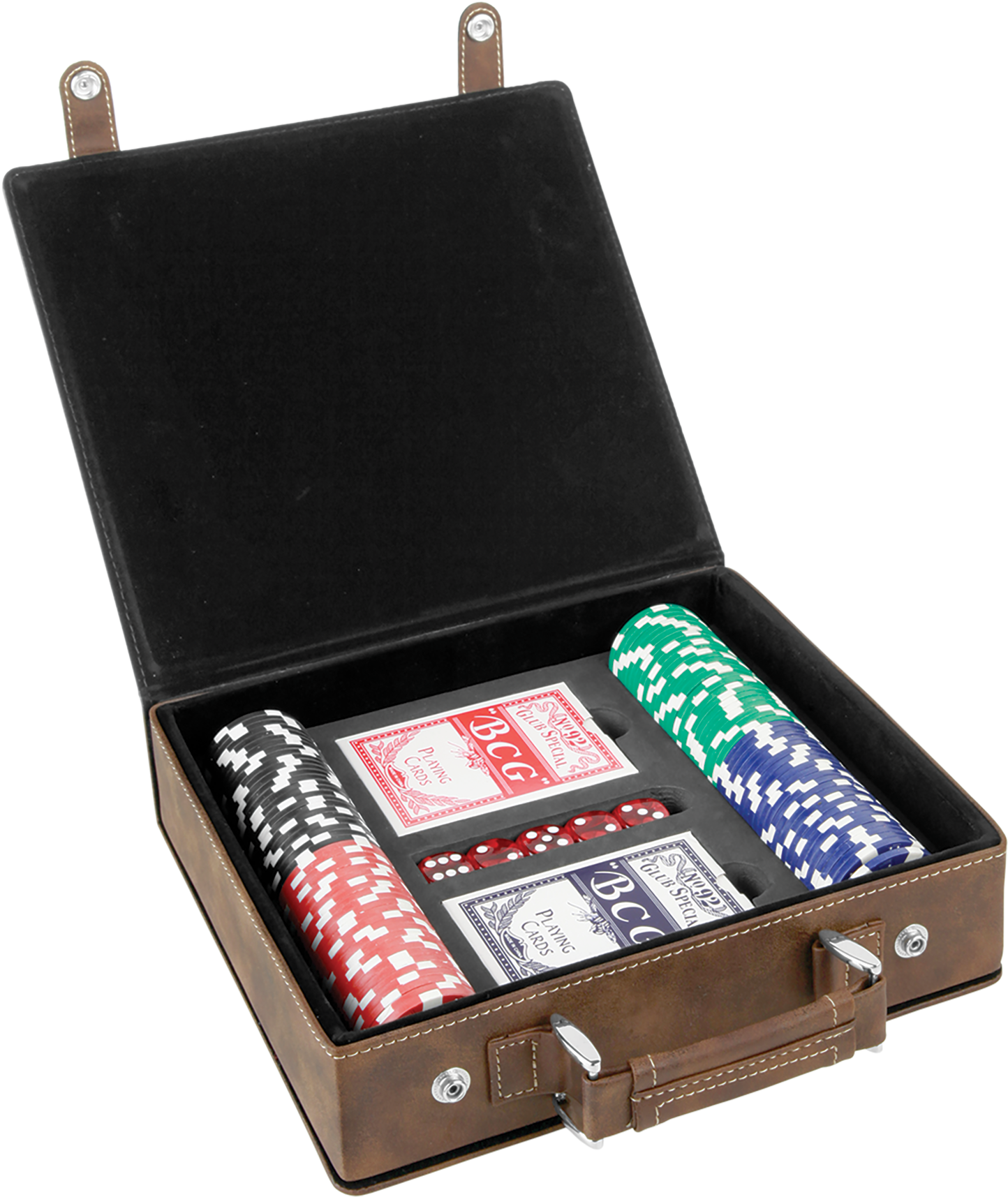 Rustic & Gold Leatherette Poker Set With 100 Chips, - Poker (1800x1800), Png Download