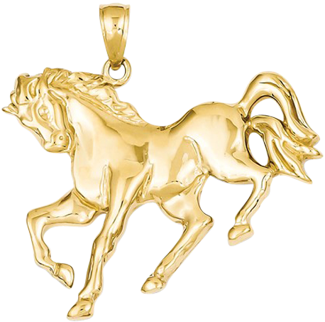 14kt Gold Galloping Horse Pendant - Pendant (600x600), Png Download