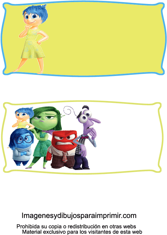 Todos Los Personajes Del Revés En Etiquetas Disney - Personaje Gafete De Intensamente (595x845), Png Download