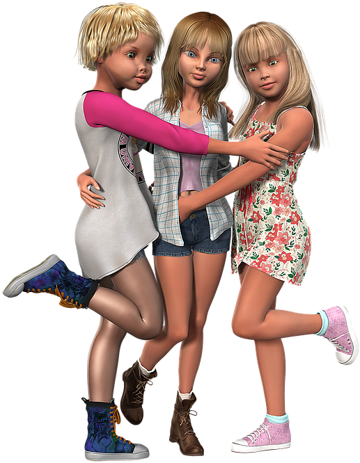 Girl, Girlfriends, Teenager, Friends, Affection, Female - Png Girlfriends (549x720), Png Download