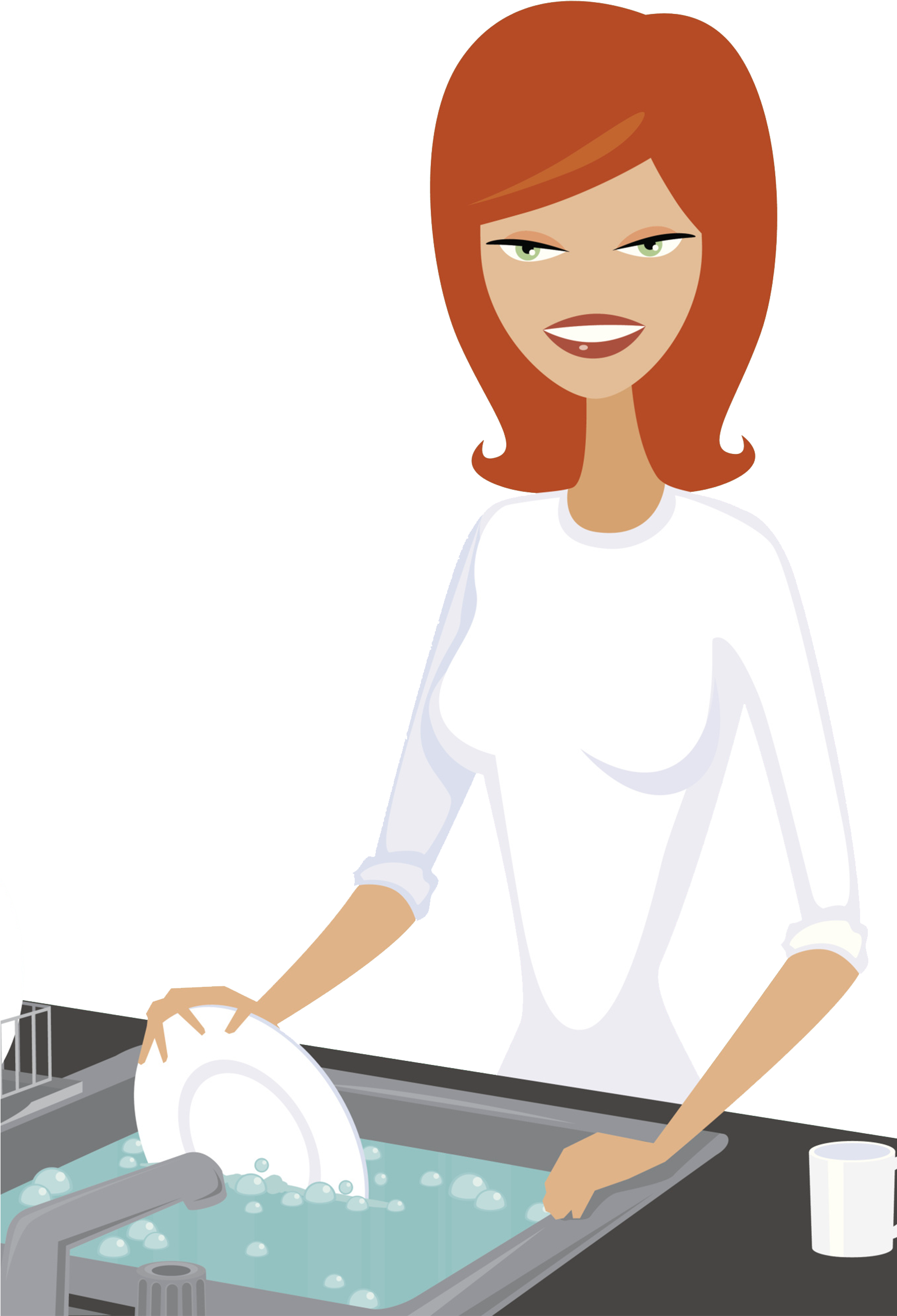 Table Dishwasher Washing Kitchen Illustration - Washing Vegetables Clipart (1747x2563), Png Download