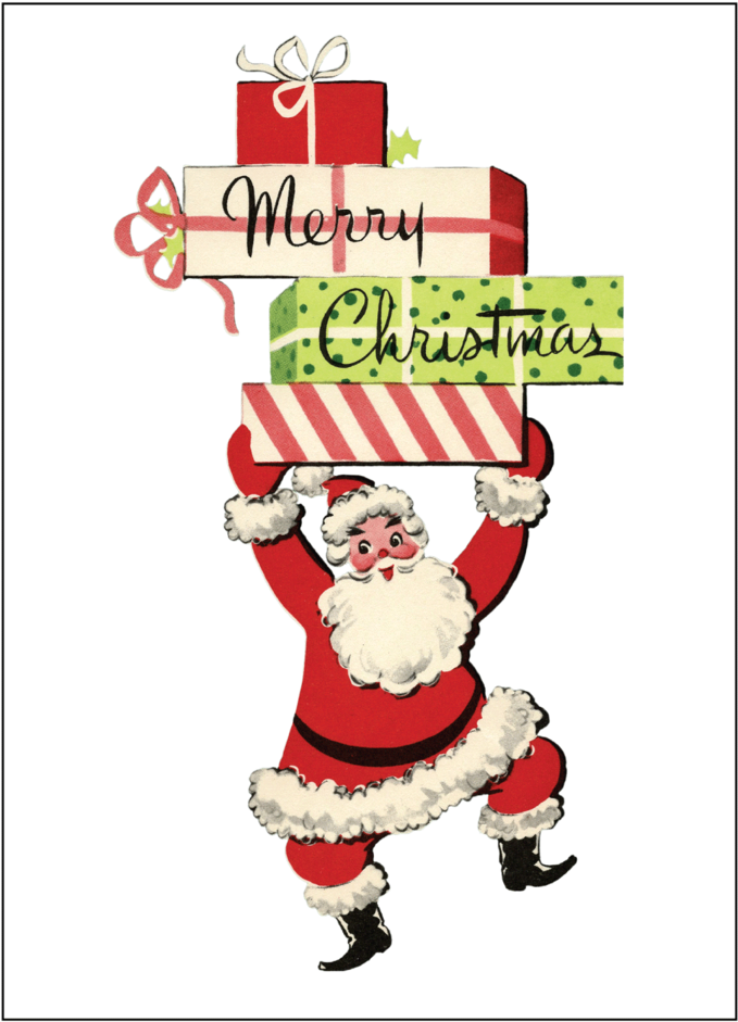 Santa With Packages Christmas Card Set (1000x1429), Png Download