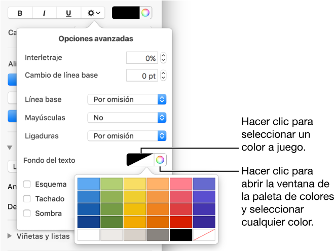Controles Para Elegir Un Color De Fondo De Texto - Change Highlight Color In Pages (666x494), Png Download