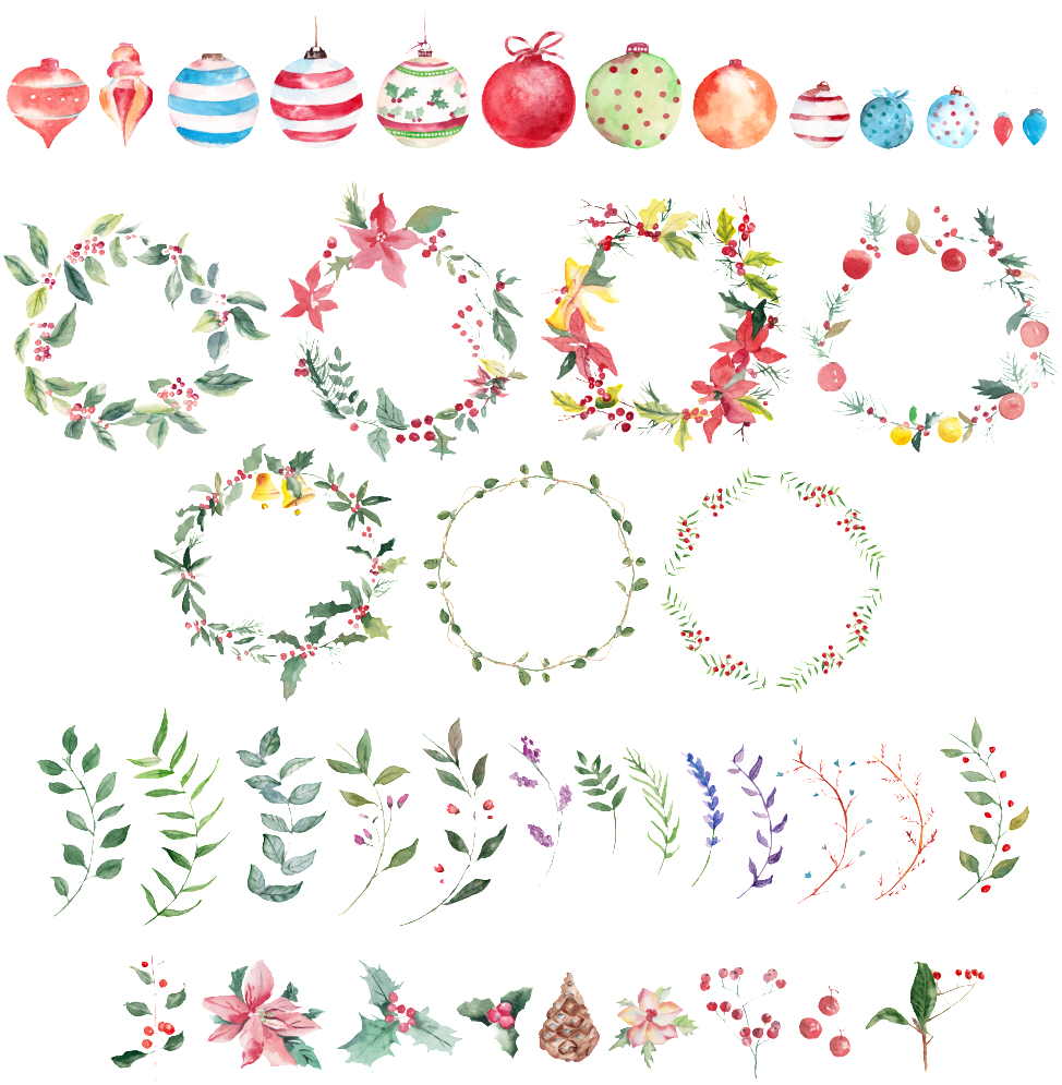 Fresh Colorful Ball Hand Painted Garland Decorative - 聖誕 節 卡片 手繪 (1024x1039), Png Download