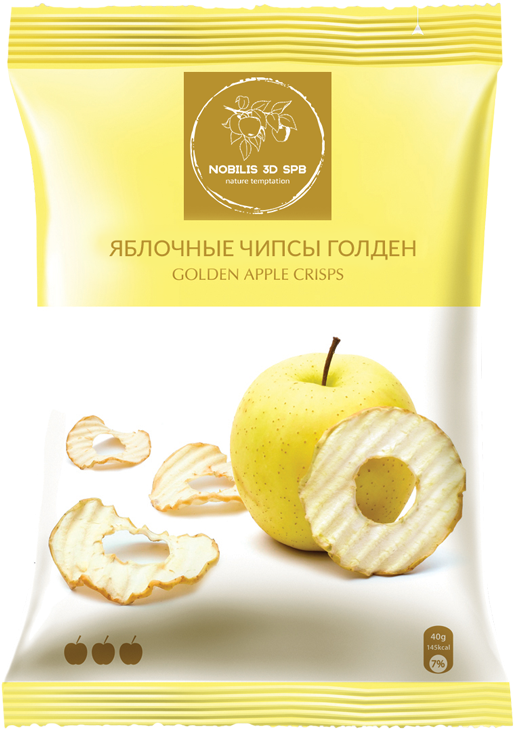 Apple Chips Golden Apple Crisps, Snacks Nobilis 3d - Fruit (800x800), Png Download