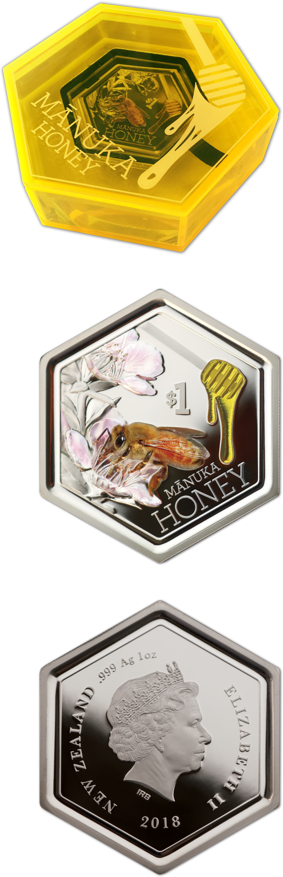 2018 Manuka Honey Silver Proof Coin - Bass (580x1794), Png Download