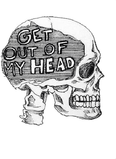 Depression Drawing, Tumblr Quotes, Tumblr Png, Tumblr - Get Out Of My Head Skull (500x680), Png Download