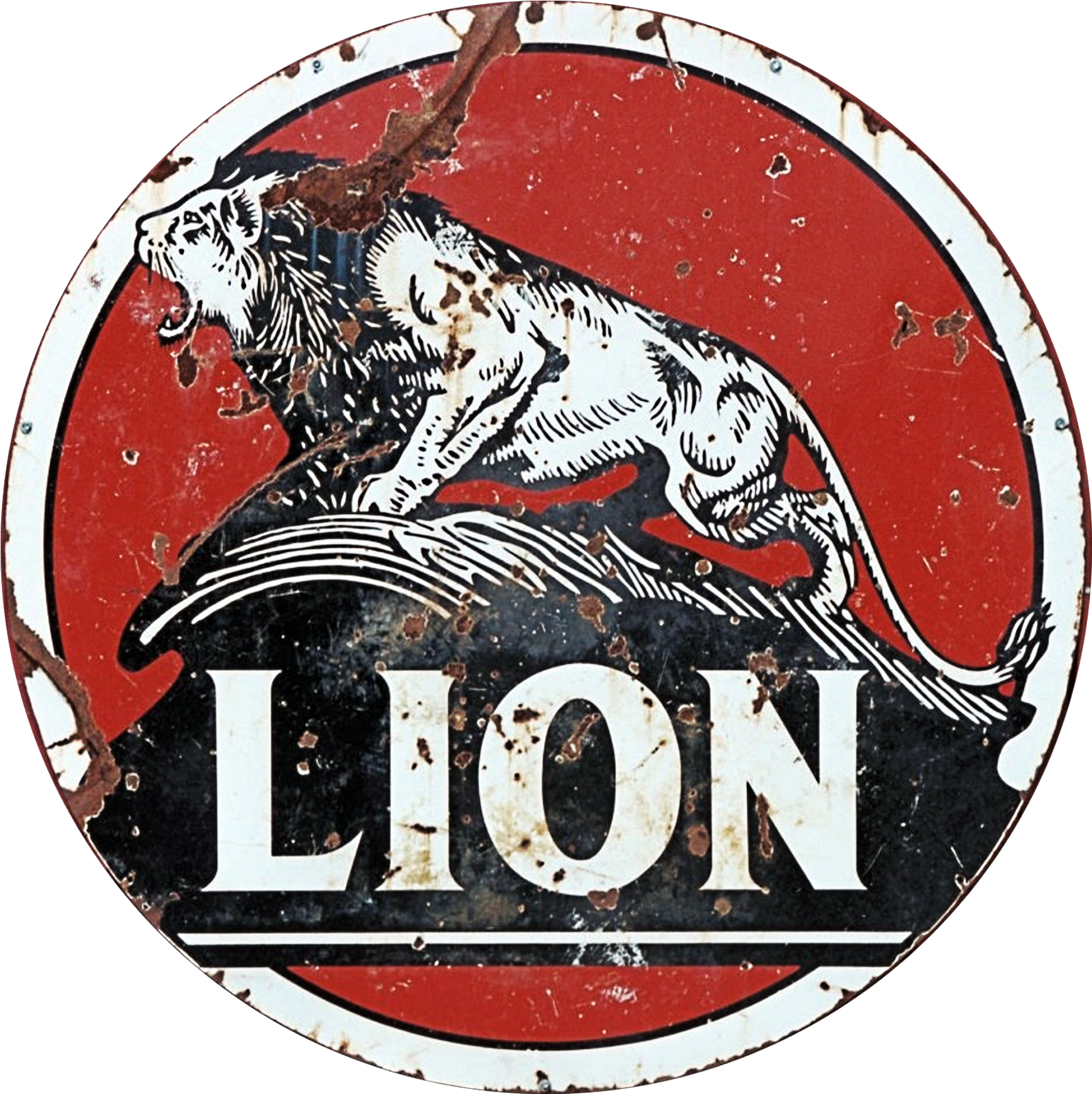 Vintage Lion Gasoline Sign - Filling Station (1800x2400), Png Download