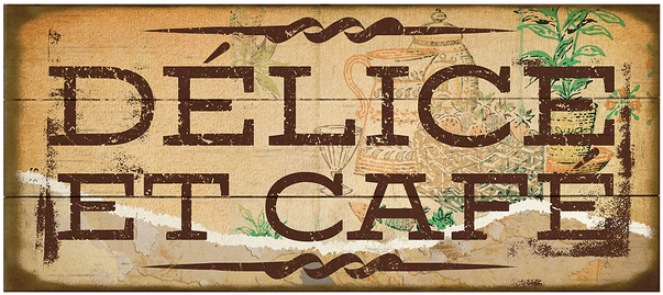 Delice Et Cafe Vintage Sign - Poster (730x730), Png Download