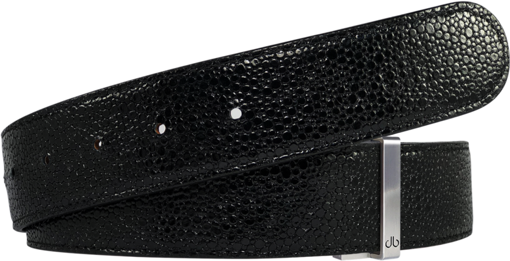 Shiny Black Stingray Textured Leather Belt - Buckle (1024x1024), Png Download