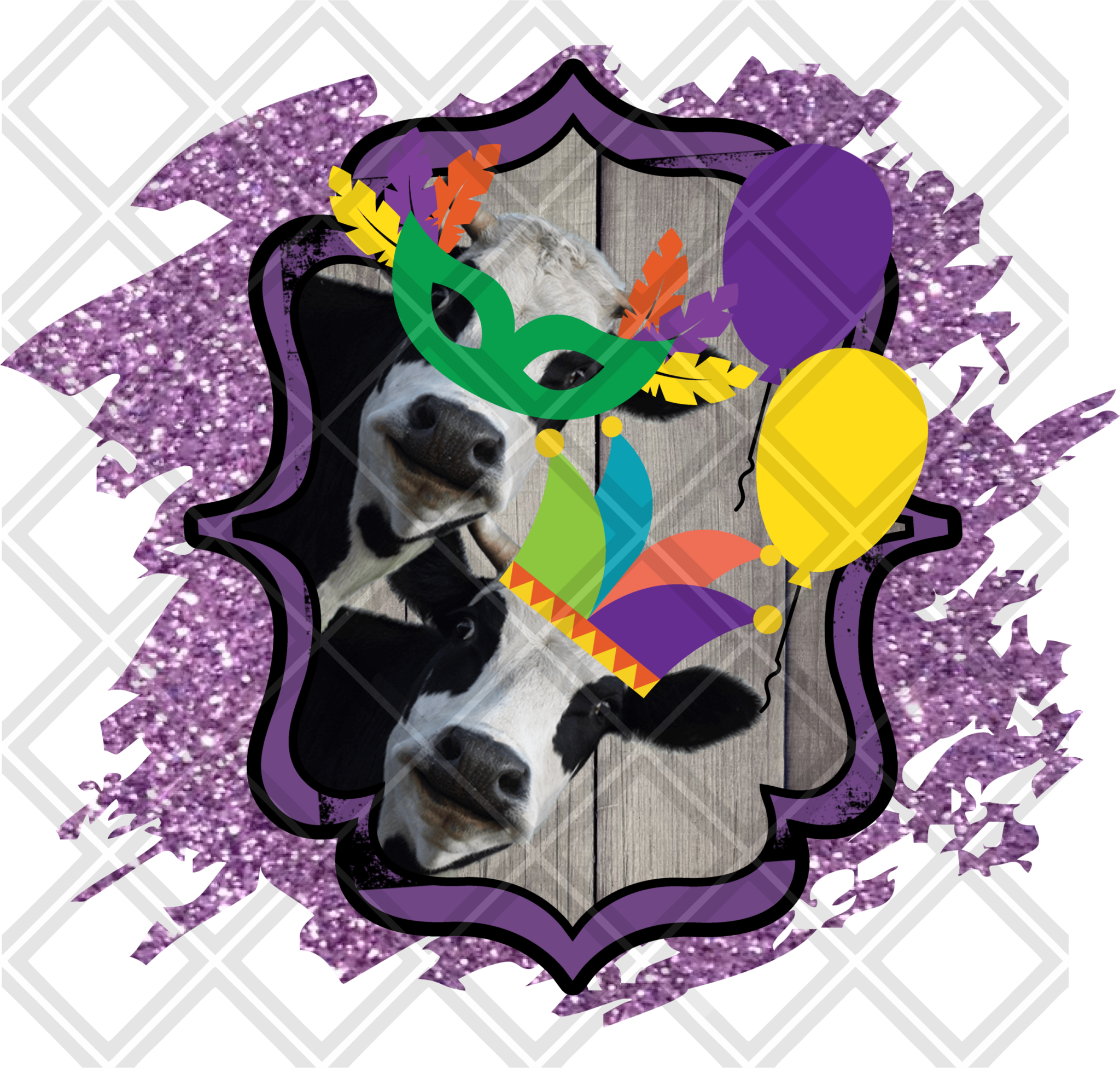 Cow Mardi Gras 2 Real Htv Transfer, Sublimation Transfer, (2048x1952), Png Download