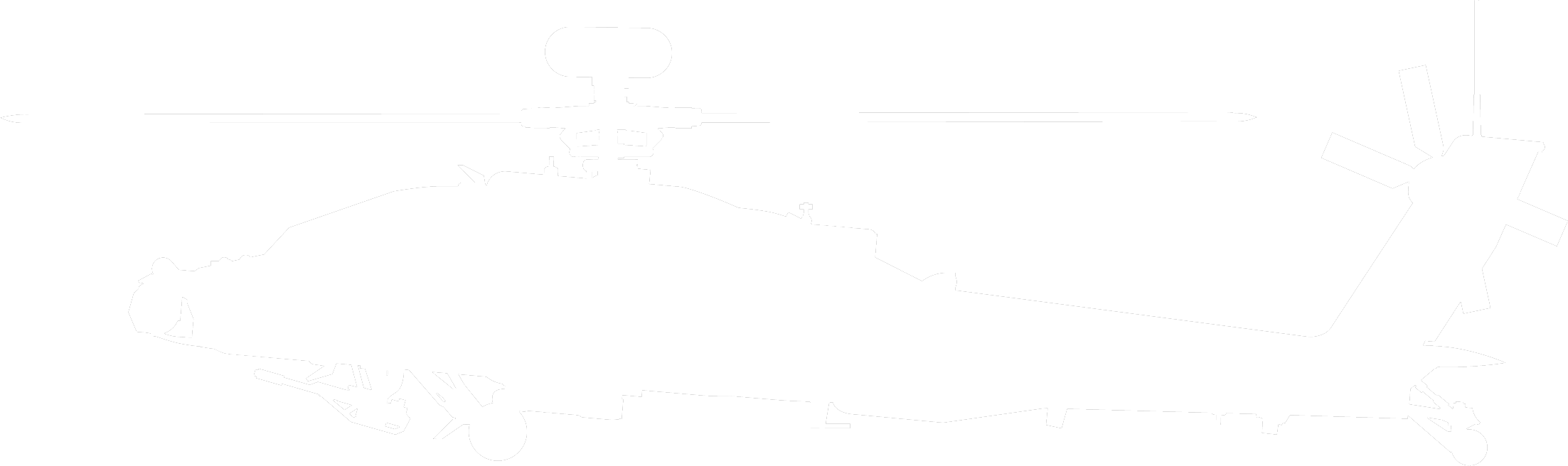 Apache Ah White Apache Attack Helicopter - Helicopter Rotor (2205x656), Png Download