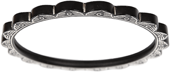 Raj Scalloped Dash Inlay Bangle - Leather Necklace With Feline Heads (730x730), Png Download