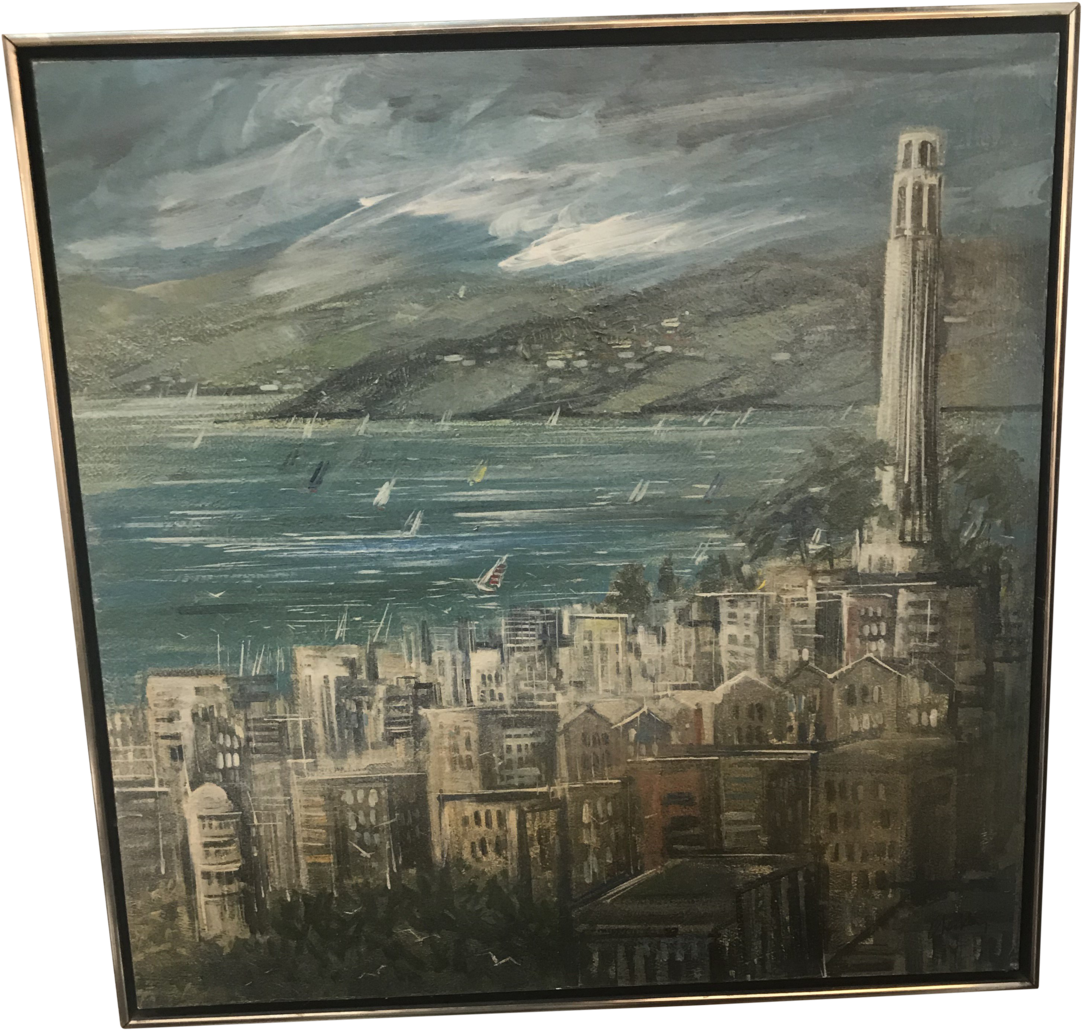 Artist Signed 1960's View Of San Francisco - Picture Frame (1200x1142), Png Download
