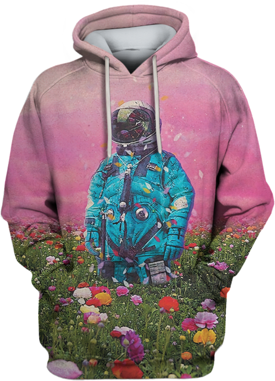 3d Astronaut In Flower Field Full Print T Shirt - Astronaut In A Field (800x799), Png Download