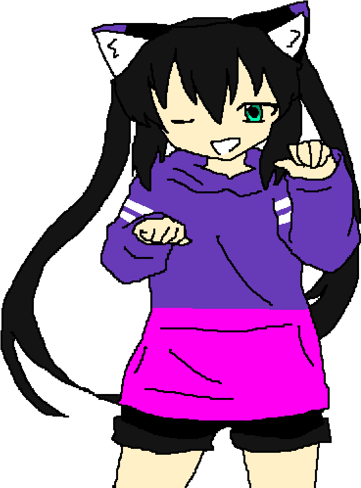 Neko Girl - Cartoon (1000x1000), Png Download