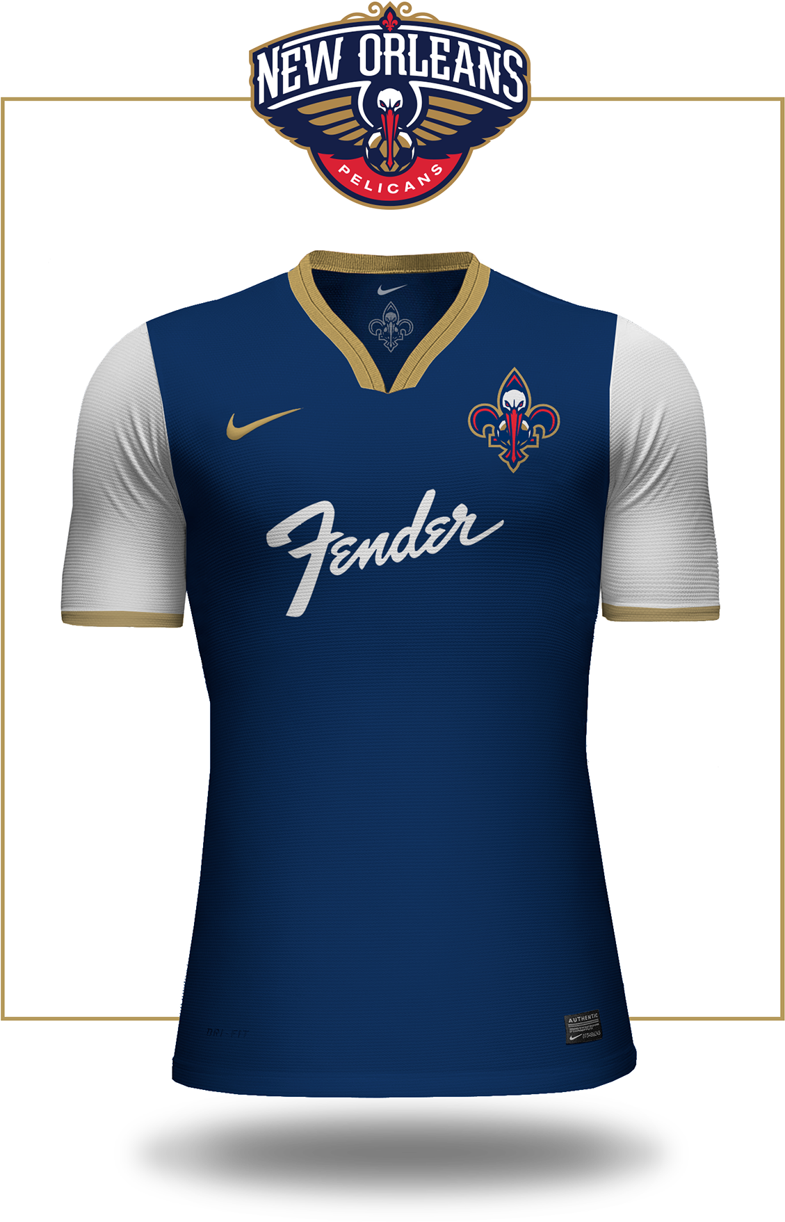 Download New Orleans Pelicans Sponsored By Fender Football Jersey